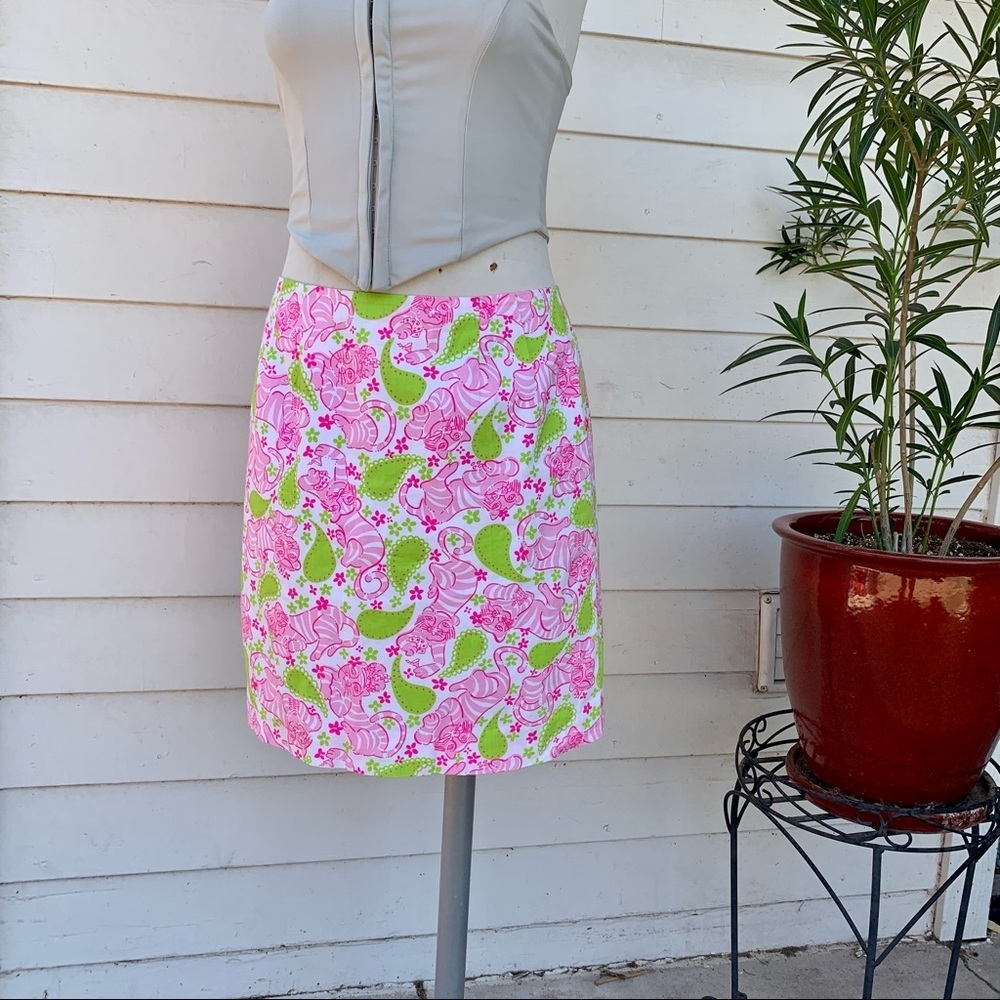 VTG 90 2000 y2K Pastel Lily Pulitzer Cat Martini Tiger Skirt Preppy Floral 6 Pok - Picture 7 of 8